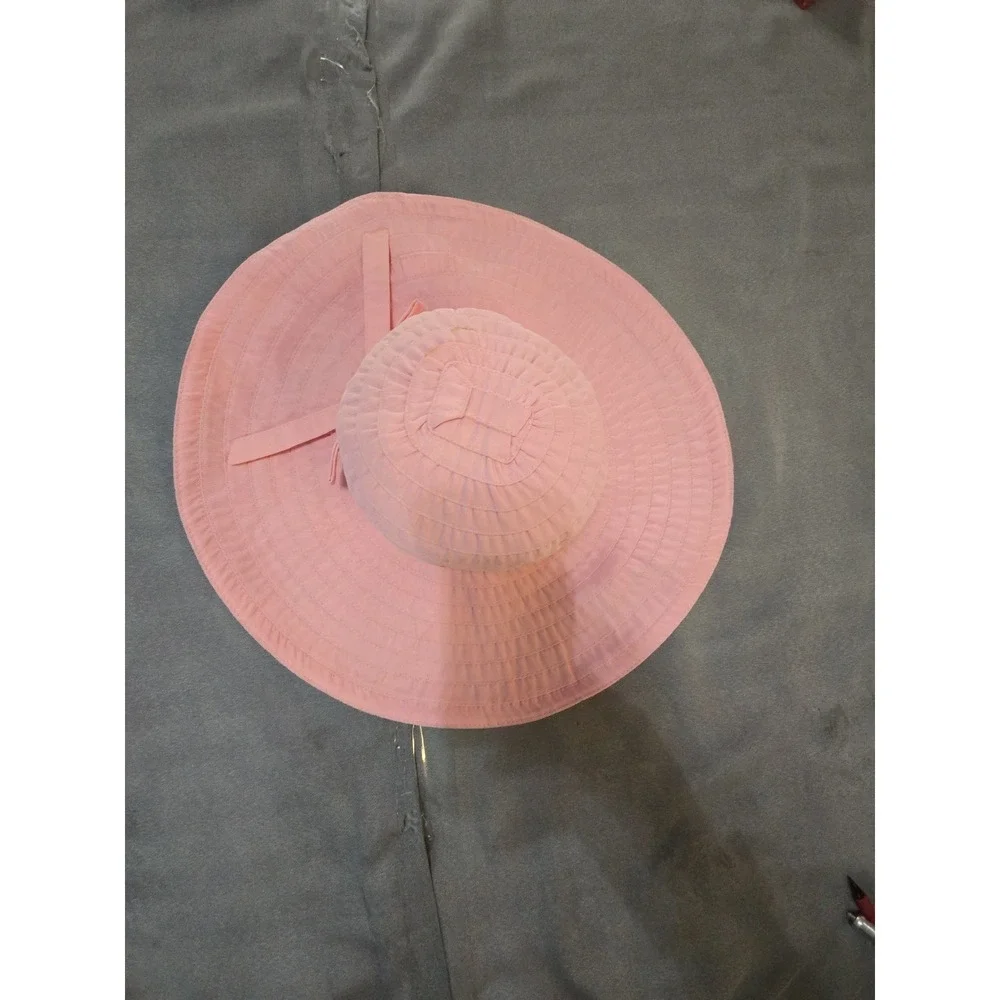 Scala Womens Sun Hat Wide‎ Brim Packable Salmon Pink Beach Straw Visor Summer